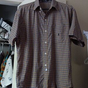 Polo‎ by Ralph Lauren Blue and Orange Casual Button Down Shirt